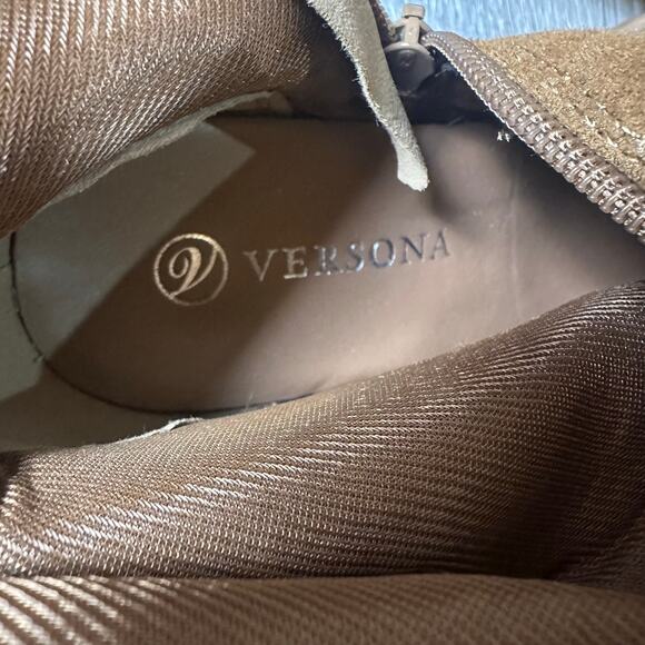 Versona Chestnut Brown Knee High Lace Up Boots - Picture 8 of 8